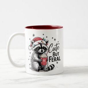 Süßer aber verwilderter Weihnachtswaschbär Süßes T Zweifarbige Tasse