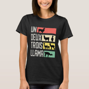 Süßer abstrakter Un Deux Trois Lama französischer T-Shirt