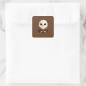 Süßer Adler mit großen Augen Glückliches Waldtier Quadratischer Aufkleber (Tasche)