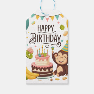 Süßer Affe Alles Gute zum Geburtstag Party Torte Geschenkanhänger