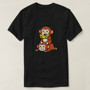 Süßer Affe, der Wassermelone isst, lustige Stapel- T-Shirt