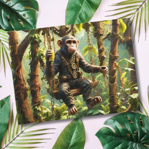 Süßer Affe Dschungel Steampunk  Postkarte