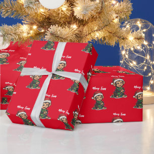 Süßer Affe Frohe Weihnachten Baum Winter Xmas Geschenkpapier