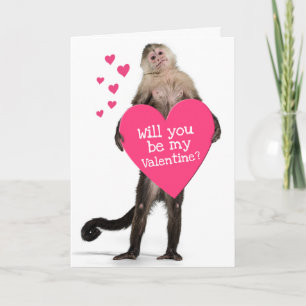 Süßer Affe hält riesiges Herz - Valentinstag Feiertagskarte