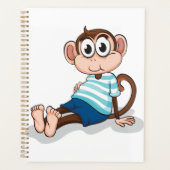 Süßer Affe in blau gestreiftem Hemd und Shorts Planer (Vorderseite)