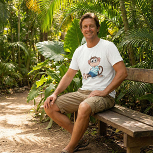 Süßer Affe in blau gestreiftem Hemd und Shorts T-Shirt