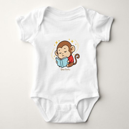 Süßer Affe liest Buch Baby Strampler (Vorderseite)