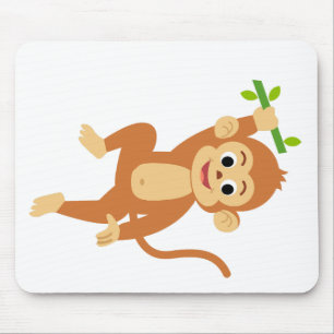 Süßer Affe mit Bambus Mousepad