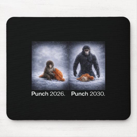 Süßer Affe Punch Meme lustiges Tierdesign Mousepad (Vorne)