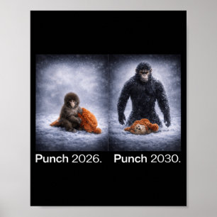 Süßer Affe Punch Meme lustiges Tierdesign  Poster