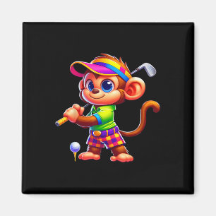 Süßer Affe spielt Golf Golfer Golfen Sport Männer Magnet