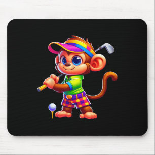 Süßer Affe spielt Golf Golfer Golfen Sport Männer Mousepad