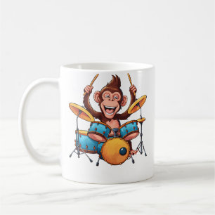 Süßer Affe spielt Schlagzeug Affen Drummer Musik Kaffeetasse