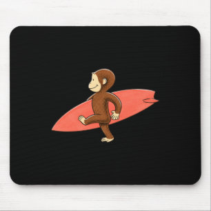 Süßer Affe trägt Surfbrett Strand Sommer Mousepad