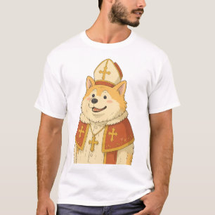 Süßer Akita Papst - Lustiges Hundedesign T-Shirt