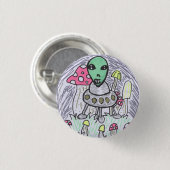 Süßer Alien-Anstecker von Inspiring Alien Button (Vorne & Hinten)