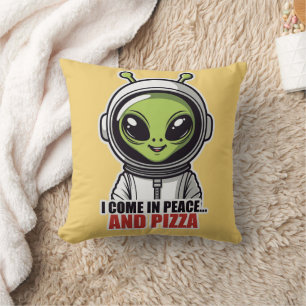 Süßer Alien-Astronaut "Ich komme in Frieden und mi Kissen