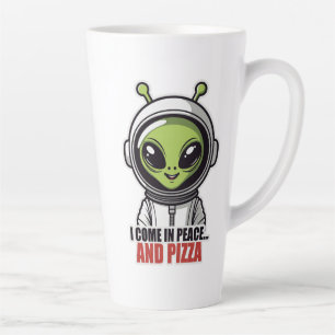 Süßer Alien-Astronaut "Ich komme in Frieden und mi Milchtasse