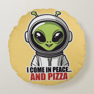 Süßer Alien-Astronaut "Ich komme in Frieden und mi Rundes Kissen