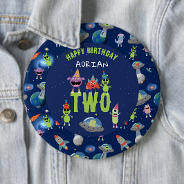 Süßer Alien-Monster-Weltraum-Kinder-Geburtstagsnam Button