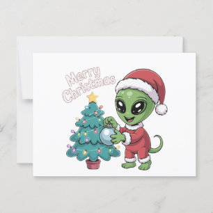 Süßer Alien Weihnachtsmann Lustiger Weihnachtsurla Postkarte