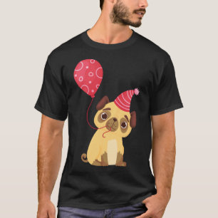 Süßer Alles Gute zum Geburtstag Pug Mit Luftballon T-Shirt