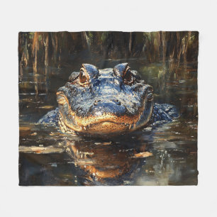 Süßer Alligator im Florida Everglades Gemälde Fleecedecke