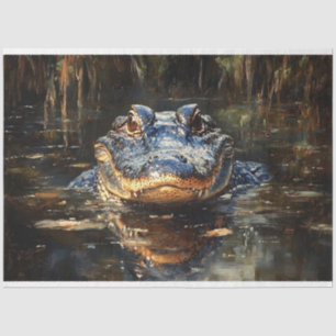 Süßer Alligator in der Everglades-Decoupage Seidenpapier