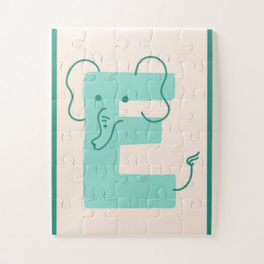 Süßer Alphabet-Buchstabe "E" Elefant Puzzle (Vertikal)