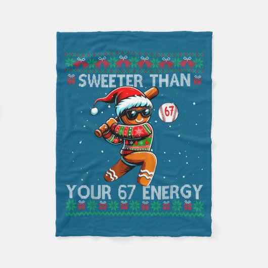 Süßer als dein 67 Energy Gingerbread Baseball C Fleecedecke (Vorderseite)