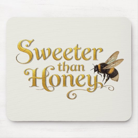 Süßer als Honig | Goldenes Vintage-Bienenkunstlieb Mousepad (Vorne)