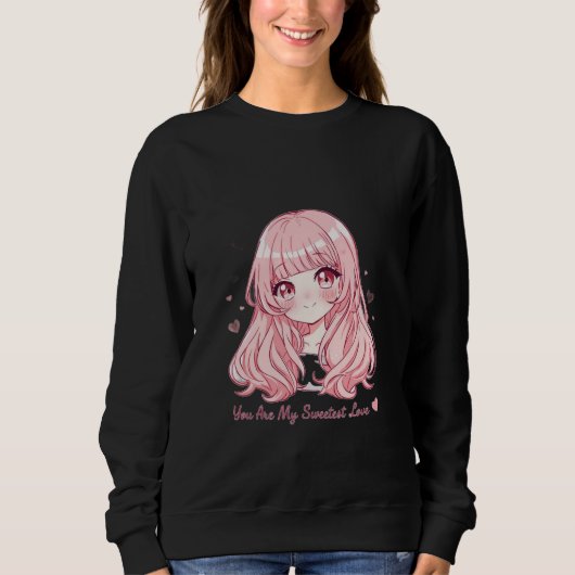 Süßer Anime-Valentins-Sweatshirt Sweatshirt (Vorderseite)