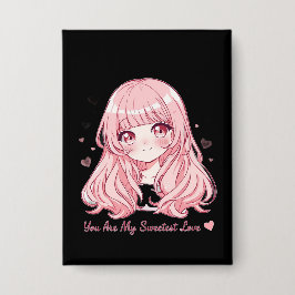 Süßer Anime-Valentinstag-Pullover Button
