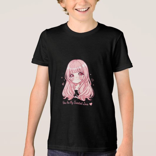 Süßer Anime-Valentinstag-Pullover Tri-Blend Shirt (Vorderseite)