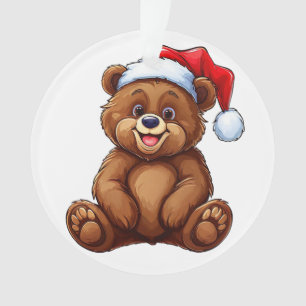 Süßer animierter Bär in Santa-Mütze Ornament