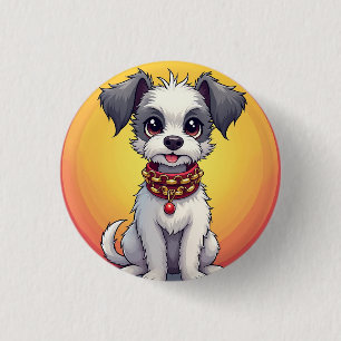 Süßer animierter Hund mit Halsband Button