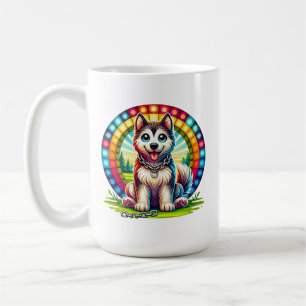 Süßer animierter Hund mit Halsband Kaffeetasse