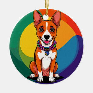 Süßer animierter Hund mit Halsband Keramik Ornament