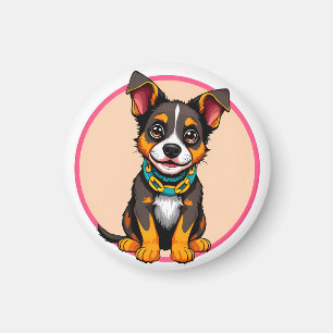 Süßer animierter Hund mit Halsband Magnet