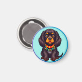 Süßer animierter Hund mit Halsband Magnet (Vorderseite/Rückseite)