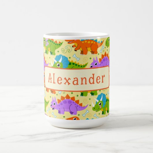 Süßer anpassbarer Dinosaurierdruck Kaffeetasse (Mittel)