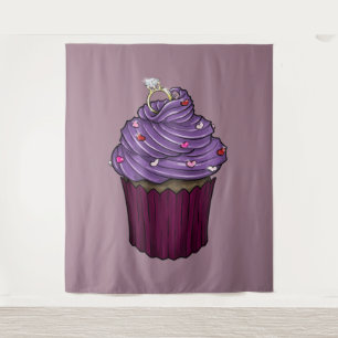 Süßer Antrag-Cupcake Wandteppich