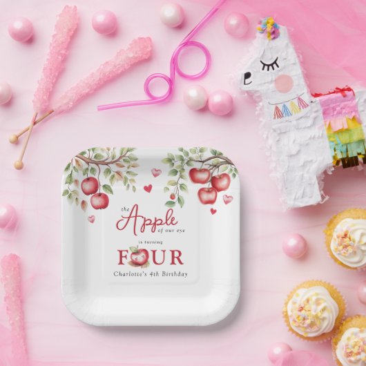 Süßer Apfel | 4. Geburtstag Pappteller (Party)
