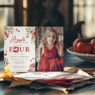 Süßer Apfel   Foto 4. Geburtstag Einladung