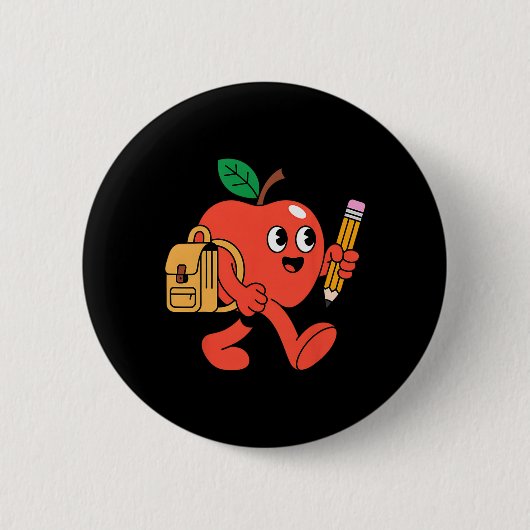 Süßer Apfel geht zurück zur Schule Button (Vorderseite)