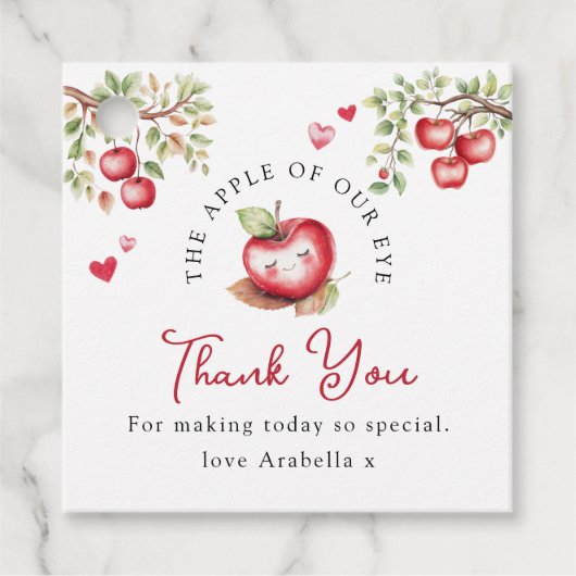 Süßer Apfel unserer Augenbabydusche Geschenkanhänger (Vorderseite)