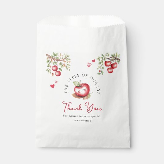 Süßer Apfel unserer Augenbabydusche Geschenktütchen (Vorderseite)