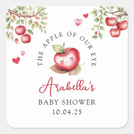 Süßer Apfel unserer Augenbabydusche Quadratischer Aufkleber