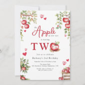 Süßer Apfel unseres 2. Geburtstages Einladung (Vorderseite)