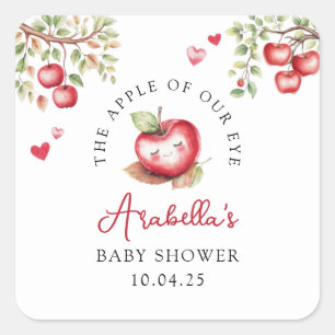 Süßer Apfel Unseres Auges Baby Shower Quadratischer Aufkleber
